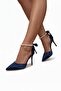 Navy Blue Heeled Satin Thin Heeled Evening Dress Shoes Evening Party Shoes - 2