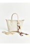 Ecru Women's Shoulder Bag with Scarf Accessory - 2