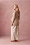 Maternity Beige Viscose Crew Neck Long Sleeve Double Layer Blouse with Breastfeeding Feature Alivia - 3