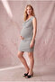 Maternity Blue White Striped Viscose Blended Degaje Collar Sleeveless Dress Sawyer - 2