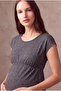 Maternity Medium Gray Melange Viscose Blended Crew Neck Short Sleeve Underbust Shirred Dress Parker - 3