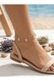 Luxury Series Gold Steel Powder Pink Heart and Sparkling Water Drop Anklet