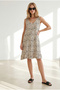 Women's Stone V-Neck Skirt Ruffled Knitted Viscose Dress Elb-19002688 - 5