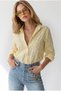 Women's Yellow Embossed Floral Embroidered Woven Shirt Gml-19001459 - 3