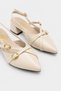 Women's Patent Leather Pointed Toe Cross-Strapped Buckle Short Heeled Open-Back Shoes - 8