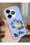 Tecno Spark 20C Compatible Case Camera Protector Blue Silicone Couple Phone Case Floral Pattern