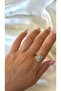 Women's Silver Color Row Stone Adjustable Baguette Ring - 3