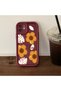 iPhone 17/18 Pro Compatible Case Camera Protector Burgundy Silicone Couple Phone Case with Floral Pattern - 5