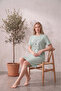 Cotton Patterned Striped Interlock Knitted Short Sleeve Nightgown Dress 95cm - 5