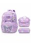 Butterfly Themed Four-Compartment Orthopedic Bag with Accessories, Pen Holder and Thermos, 3-Piece School Bag Set'Butterfly'