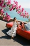 Pretty Woman Back-Tie Textured Fabric Nostalgic Retro Vintage Polka Dot Wavy Lined Backless Chiffon Long Dress - 9
