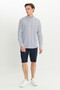 Men's Navy Blue 100% Linen Slim Fit Shorts with Elastic Waist and Side Pockets - 3