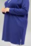 68057 Plus Size Half Zip Modal Tunic - Indigo - 2