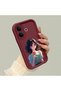 Vivo V60 Lite Compatible Case Camera Protector Burgundy Silicone Couple Phone Case Girl Pattern - 3