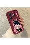 Tecno Spark 20/20C Compatible Case Camera Protector Claret Red Silicone Couple Phone Case Cat Pattern - 2
