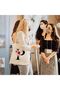 Pokébear Canvas Tote Bag with Floral Design Printed with Initial Letters, Bridesmaids Bags for Women, Reusable Eco-Friendly Shopping Bag, Party Gift Idea, Easy to carry Ladies casual hand bag - 3