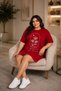 Women's Plus Size Floral Print Motto Text Cotton Single Jersey T-Shirt Dress - Relaxed Fit Casual Home Dress XL - 2XL - 3XL - 4XL - 5XL - 6XL - 7XL - 8XL