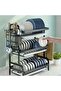 Three Tier Black Dish Drying Rack Large Capacity With Removable Utensil Basket - 8