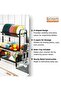 Beram Dish Drying Kitchen Rack, 3 Tier, Storage Organizer, Carbon Steel and Rust-Proof, with Drip Tray, Knife Holder, Cutting Board Holder, Black - 5