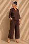 Women's Plus Size Scallop Embroidered Half-Lined Shirt and Pants 2-Piece Set (Not Stretchy)