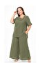 Plus Size Black Muslin Fabric Wide Leg Suit - 3