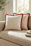 Floral Patterned Red Fringed 2-Piece Throw Pillow Cover - 2