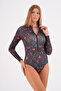 Long Sleeve Zippered Pareo Swimsuit - 2