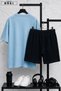 Bklyn Printed Oversized Unisex T-Shirt & Black Shorts Set - 2
