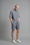100% Cotton Boxy Fit Printed Muslin Short Sleeve Blue Shirt I3050Ax26Hs