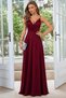 New Season Women's Rope Strap Double Breasted Collar Slit Long Satin Event Dress - 2