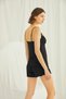 Black Shorts Set, Women's Lace Viscose Pajama Set, V-Neck Guipure Home Dress Mini Pajamas, Tank Top Shorts 2-Piece Luxury Home Set - 3