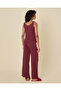 Women Burgundy Pointelle Cami Top And Long Pants Set - 5