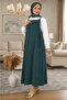 Women's Petrol Green Gilet Dress with Adjustable Drawstring Straps - 2
