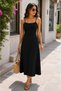 Women's Long Janjan Crepe Dress with Rope Straps and Cross Detail on the Back