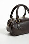 Women's Brown Wrinkled Textured Faux Leather Hand and Shoulder Bag - 3