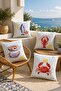Sea Creatures Patterned 4-Piece Throw Pillow Cover Set - 2
