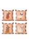 Set of 4 Children's and Baby's Pillow Covers with Bow and Animal Patterns - 3
