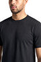 Men's Regular Fit Cotton Jacquard Jersey Fabric Short Sleeve Black T-Shirt - 3