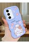 Samsung Galaxy S24 Fe Compatible Case Camera Protector Blue Silicone Couple Phone Case Cat Pattern
