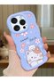 iPhone 15 Pro Compatible Case with Camera Protector Blue Silicone Couple Phone Case Cat Pattern