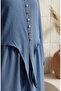 Button Detailed Elastic Sleeve Hijab Double Set 2288-03 Indigo - 4