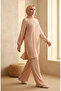 Bürümcük Fabric Tunic Pants Hijab Double Set 0571-08 Beige - 3