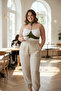 Plus Size Khaki Women's Belt Leather Harness Chain Detailed Body Accessory