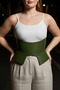Large Size Khaki Women's Belt Corset Style Thick Leather Design - 5