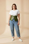 Large Size Khaki Women's Belt Corset Style Thick Leather Design - 8
