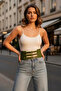 Khaki Women's Belt Wide Corset Belt with Three Buckles - 2