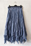Indigo Lined Fringed Cut Elastic Waist Casual Wrinkled Long Woven Skirt 95 70 - 2