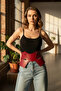 Red Women's Belt Corset Cut Thick Waist Belt - 2