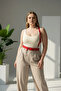 Plus Size Red Women's Belt Chain Detailed Harness Body Accessory