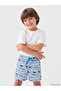 Two Mt Shop Quality Lcw Kids Turquoise Printed Boys' Swim Shorts